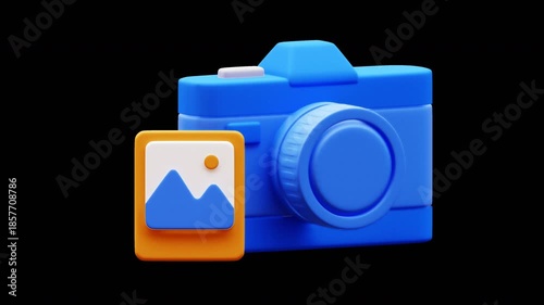 Camera looping animation, transparent background. Best for Photography projects..