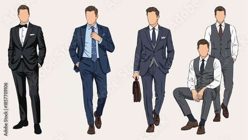 Elegant Mens Fashion - A Collection of Stylish Suits and Formal Wear.