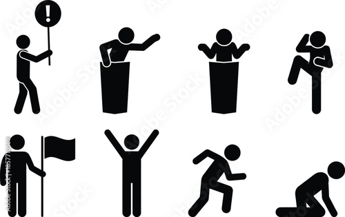Various human figures engaged in different activities