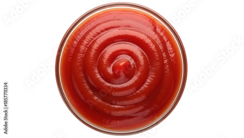Fotografía Bowl of red tomato ketchup isolated PNG, condiment for dipping and flavoring foo
