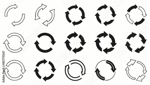 Collection of Circular Arrow Icons for Design and Infographics.
