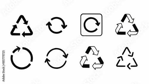 Collection of Recycling Symbols and Arrows for Environmental Awareness.