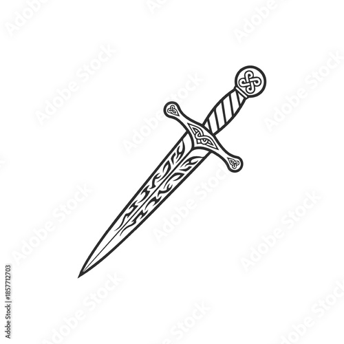 Canvas Print Ornate Celtic Dagger Illustration