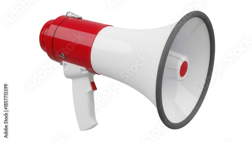 Foto Red and white megaphone PNG isolated on transparent background, bullhorn loudspe