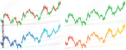 Financial Market Trend Candlestick Chart Vector Collection