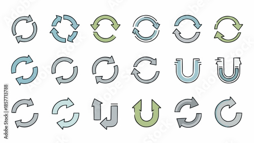 Hand-Drawn Arrow Collection - Circular and U-Shaped Designs.