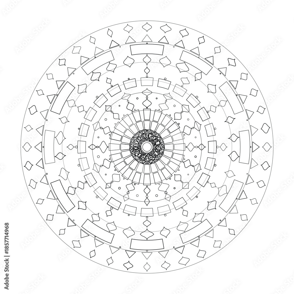 Obraz premium Abstract round mandala lace pattern with floral ornamental design in black and white, Vector, Illustration