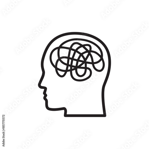 Mental illness, anxiety or mental disorder line art vector icon for mental health apps and websites
