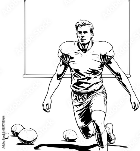 Soccer Player Practicing with Balls in Playground