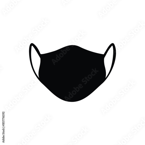 Medical mask silhouette icon vector flat design.