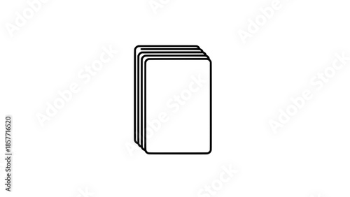 Stacked rounded-rectangle cards icon – layered paper sheets in outline vector style