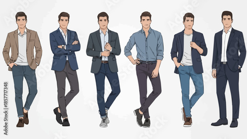 Diverse Mens Fashion - A Collection of Stylish Outfits and Poses.