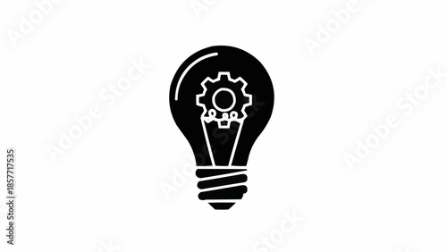 Light Bulb with Gear Icon - Symbol of Innovation and Problem Solving.