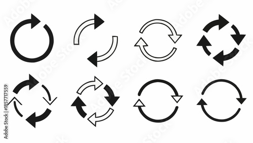 Circular Arrow Icons - Refresh, Reload, and Rotation Symbols.