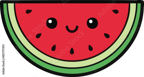 Cartoon Watermelon Slice with Happy Face 1.