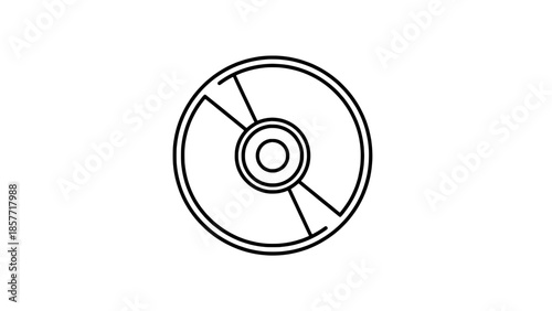 Outline circular optical disc icon with central hub and diagonal spokes (CD/DVD style) – vector SVG