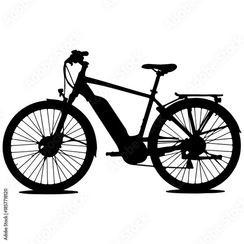 black electric bike silhouette on white background clip art preview
