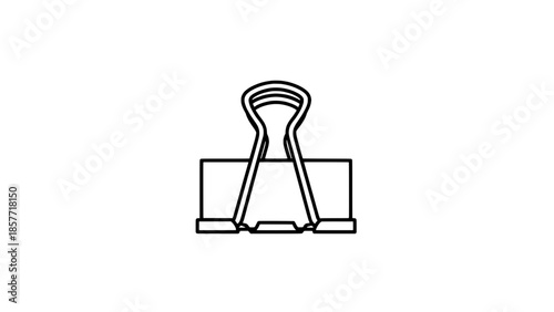 Outline binder clip icon on white background - minimalist vector office supply symbol