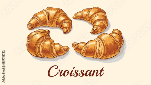 Golden brown croissants illustration