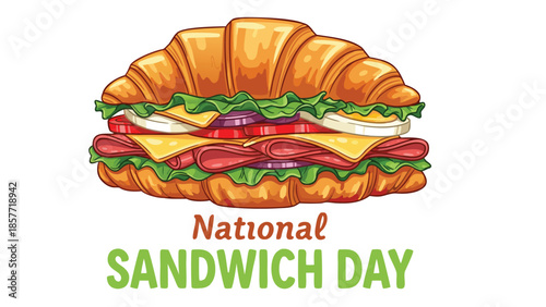National Sandwich Day Croissant Illustration