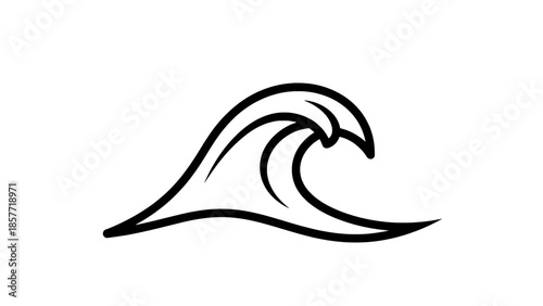Stylized minimalist line-art wave icon showing an ocean crest