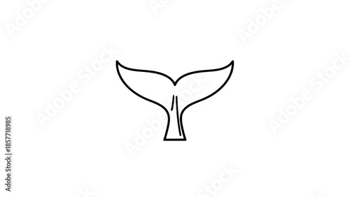 Minimalist outline whale tail icon (vector) - simple line art of a whale fluke