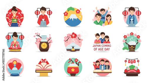 Collection of Japanese cultural icons and symbols.