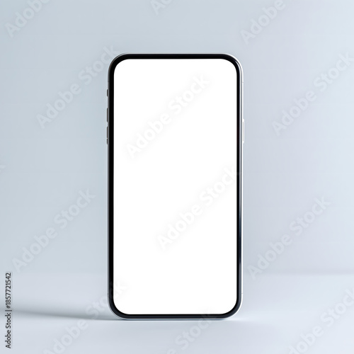 Free Download Modern upright smartphone mockup featuring a blank white screen, ideal for displaying app interfaces, responsive website design, business marketing, and technology concepts - GFXLoad