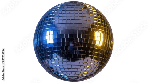Tableau sur toile Shiny disco ball isolated PNG on transparent background, mirror ball with blue a