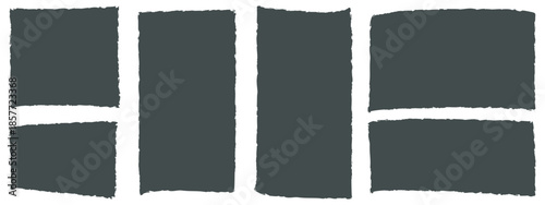 Set of grunge jagged rectangle shape. Vintage grunge boxes for collage, text, banner, sticker, poster design. black grunge rectangle. Vector illustration