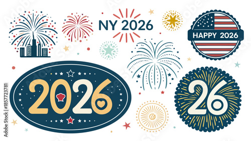 Stylized Number 2026 Typography and Modern Font Design for New Year Celebration Branding