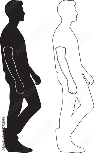 Silhouette of a man walking with dynamic posture and modern style