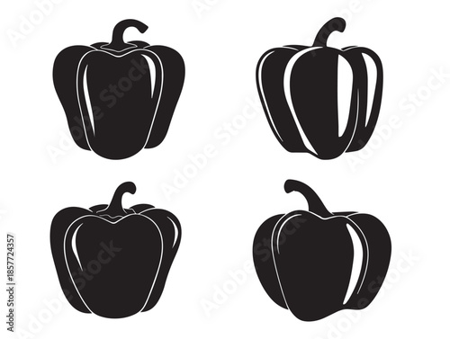 A gorgeous set of four elegant black pepper silhouette vector icons