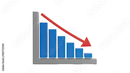 Red arrow pointing down over a bar chart on transparent background Free Download Red arrow pointing down over a bar chart on transparent background - GFXLoad