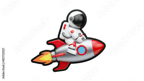Astronaut Riding Rocket: Space Adventure Illustration
