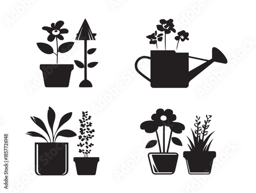 A gorgeous and serene garden scenery silhouette vector illustration