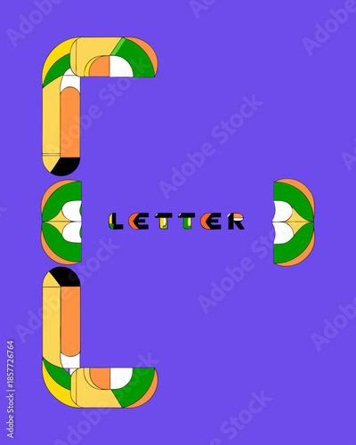 Segmented Geometric Abstract Letter Vector Poster