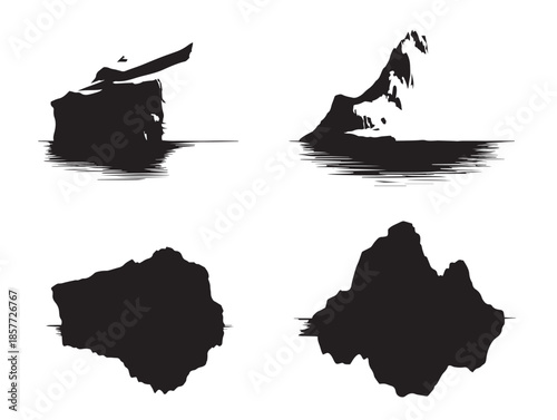 A lovely and chilling iceberg mountain silhouette vector illustration