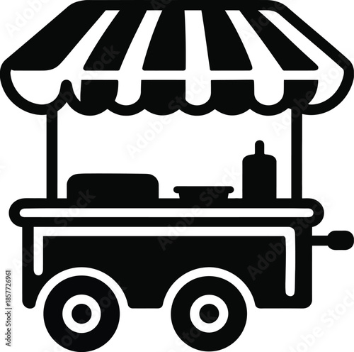 Silhouette Vintage Street Food Cart Illustration for Mobile Vending Design