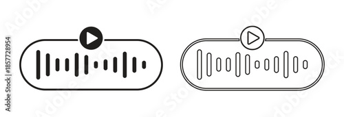 Audio Player Control Icon Set with Sound Wave and Play Button