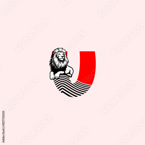 Luxury sitting lion logo with...