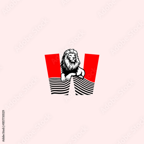 Luxury sitting lion logo with...