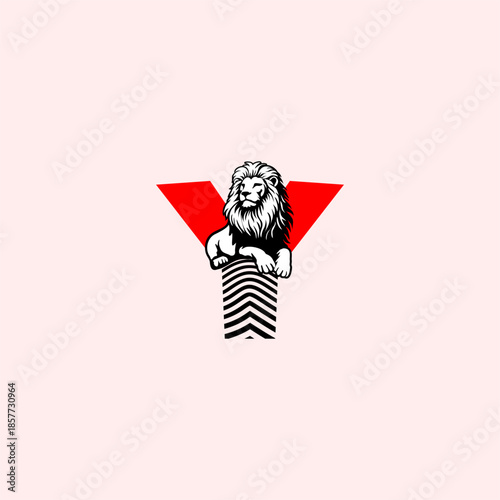 Luxury sitting lion logo with...