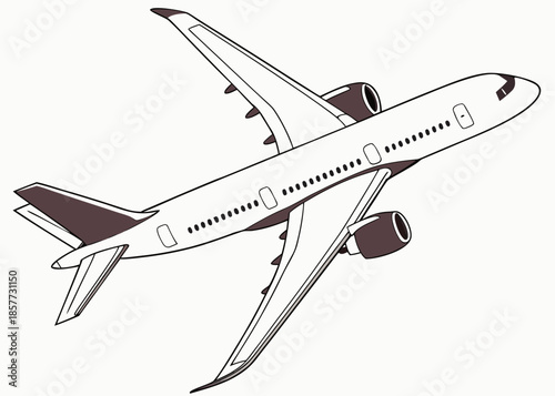 Airplane soaring through the sky with modern design and sleek wings