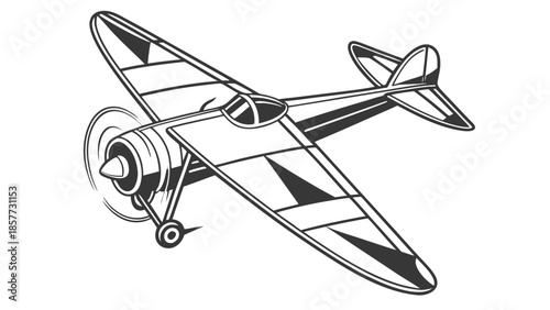 Vintage biplane soaring through clear sky with dynamic motion