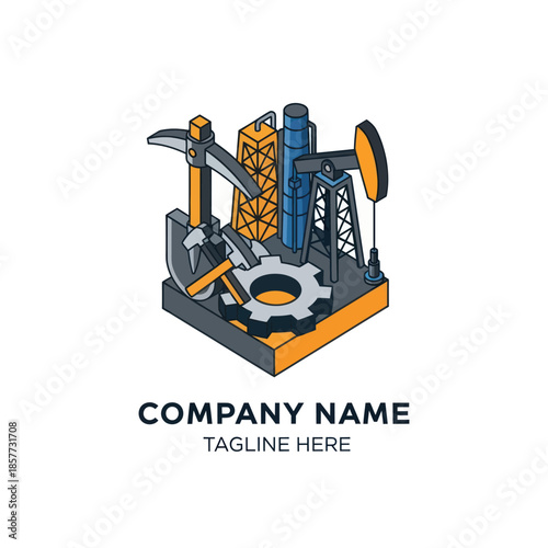 Oil Rig Industry Tools and Equipment Logo.