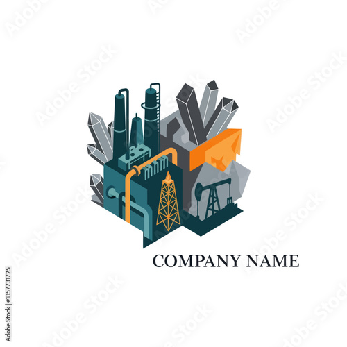 Industrial Factory Illustration with Company Name.
