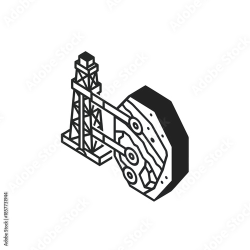 Mechanical Gear System with Pump Jack Illustration.