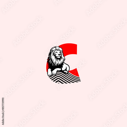 Luxury sitting lion logo with...