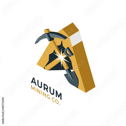 Aurum Mining Company Logo with Pickaxe.